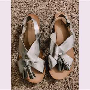 Zara Girls Silver Tassel Sandals